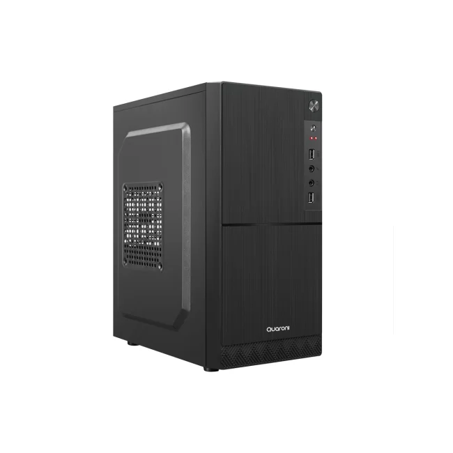 GABINETE QUARONI FRENTE ABS, NEGRO TIPO ALUMINO CEPILLADO CON ENCENDIDO Y PUERTOS LATERALES, MICRO ATX / MINI ITX, FUENTE DE PODER INCLUIDA DE 500W image 2
