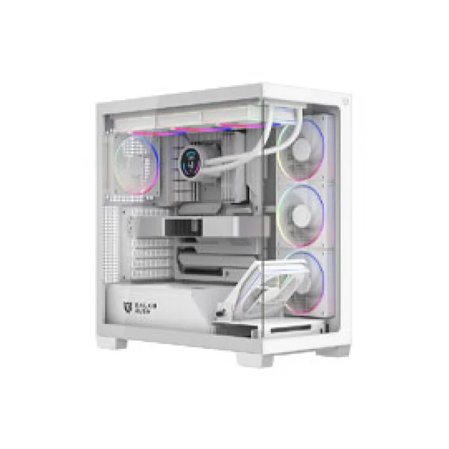 Gabinete Balam Rush Tank Polar 7900 Legend Blanco media torre 5xVentiladores ARGB Cristal templado ATX