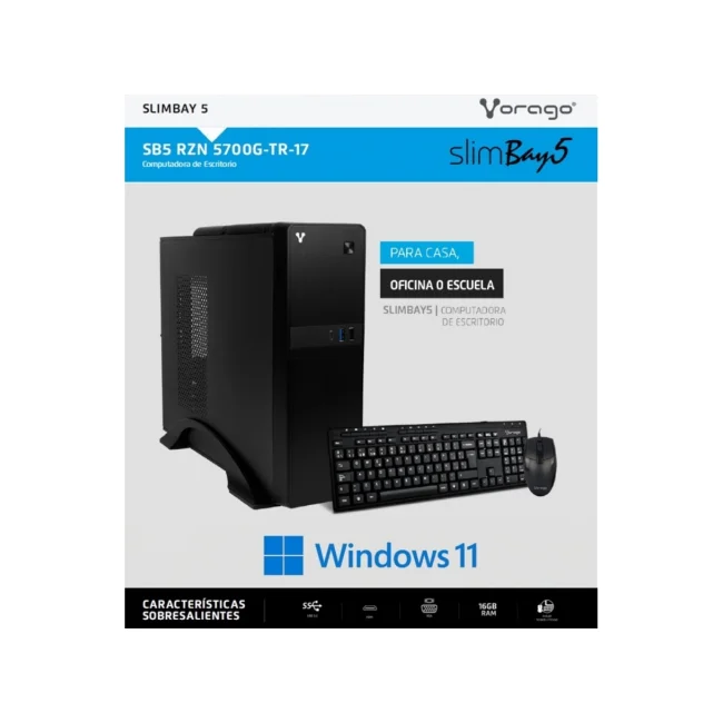 COMPUTADORA / VORAGO / SLIMBAY 5 / PROCESADOR: RYZEN 5700G / RAM: 16GB / ALMACENAMIENTO: 512GB M.2  / SISTEMA: WINDOWS 11 TRIAL (1 MES DE PRUEBA) image 2