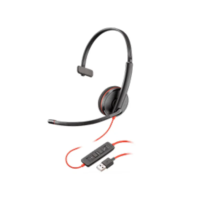 HP Poly Auriculares monoaurales USB-C Poly Blackwire 3210 + adaptador USB-C/A (a granel)