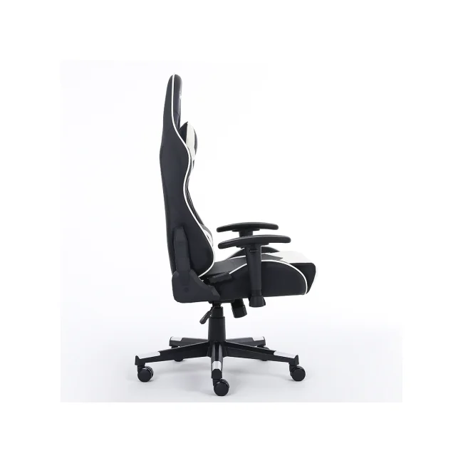 SILLA OCELOT GAMING OSB-04 / VINIPIEL / BASE NYLON AJUSTABLE / DESCANSABRAZOS 2D / PISTON CLASE 4 / RECLINABLE 90-155 GRADOS / HASTA 150KG / COJINES LUMBAR Y CERVICAL / COLOR NEGRO CON BLANCO image 9