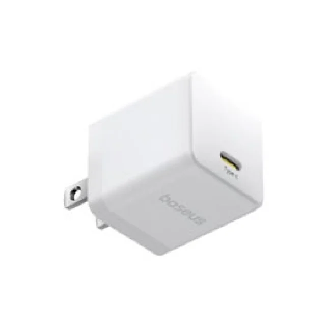 CARGADOR DE PARED BASEUS, CARGA RAPIDA TIPO C 30W, COLOR BLANCO