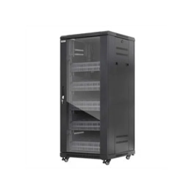 Intellinet Gabinete 19" Pro Line con extractores de aire, 27U, Frente de 600 mm, unidad de ventilación con dos extractores de aire instalados en el techo, profundidad de 600 mm, Ensamblado, negro RAL 9004. Profundidad de instalación útil: ajustable de 150 a 500 mm (5.91 a 19.69 pulg.) image 2