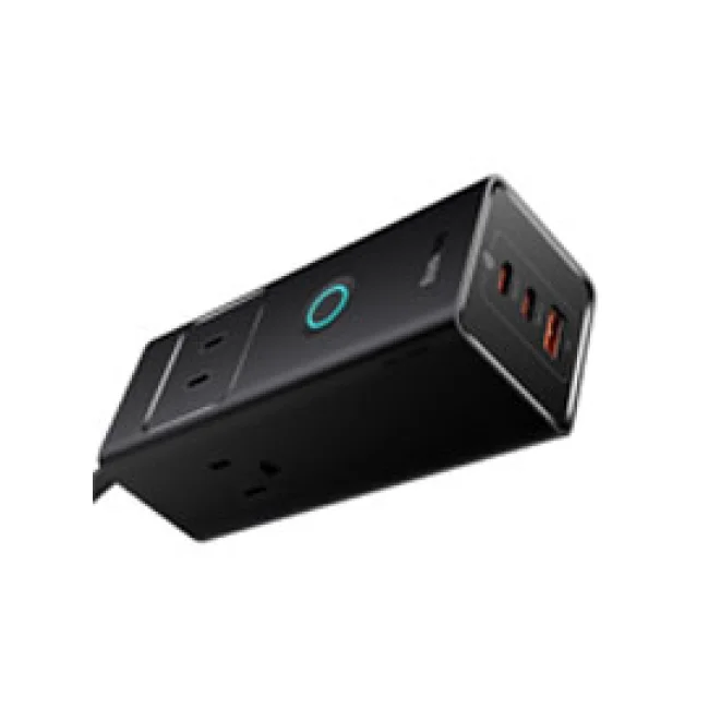 CARGADOR DE ESCRITORIO 6 PUERTOS BASEUS, POWERSTRIP 3 AC,2 TIPO C,1 USB-A 30W, CON CABLE DE ALIMENTACIN DE 1.5 M, COLOR NEGRO