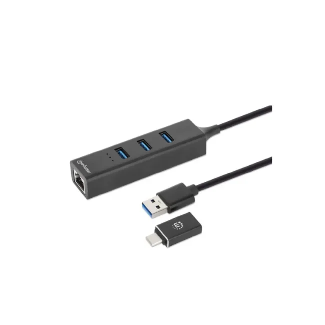 Manhattan 180894 nodo concentrador USB 3.2 Gen 1 (3.1 Gen 1) Type-A + Type-C 5000 Mbit/s Negro image 5