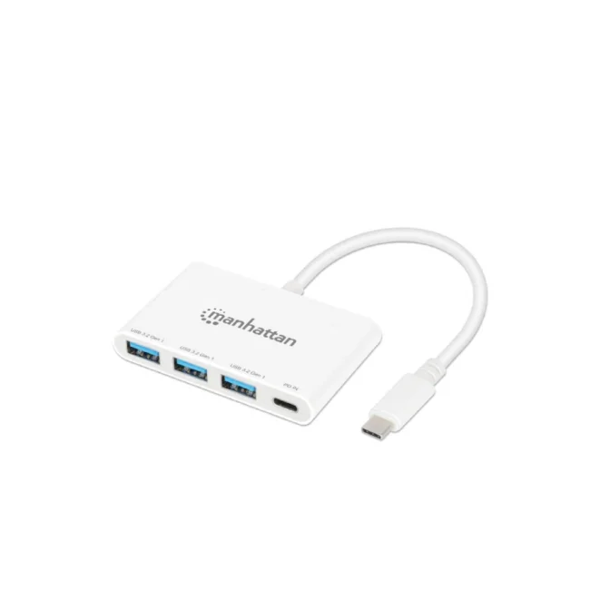 Manhattan 168434 nodo concentrador USB 3.2 Gen 1 (3.1 Gen 1) Type-C 5000 Mbit/s Blanco image 3