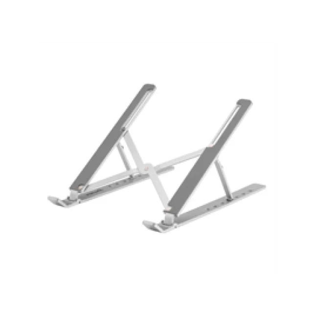 Manhattan Soporte ergonómico, plegable en siete posiciones, para laptops y otros dispositivos de hasta 15.6" y 5 kg (11 lbs.), ligero, aluminio de alta calidad, ventilado, color plateado