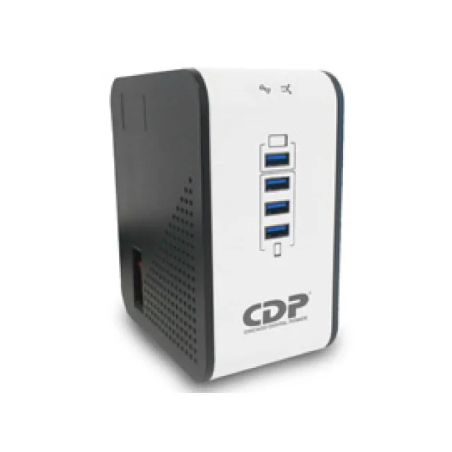 CDP R2CU-AVR1008 - Regulador de Voltaje de Escritorio / NEMA 5-15 / 1000VA / 500W / 8 tomas de salida / 1 Toma para carga de tablet / 3 Tomas para carga de smartphone