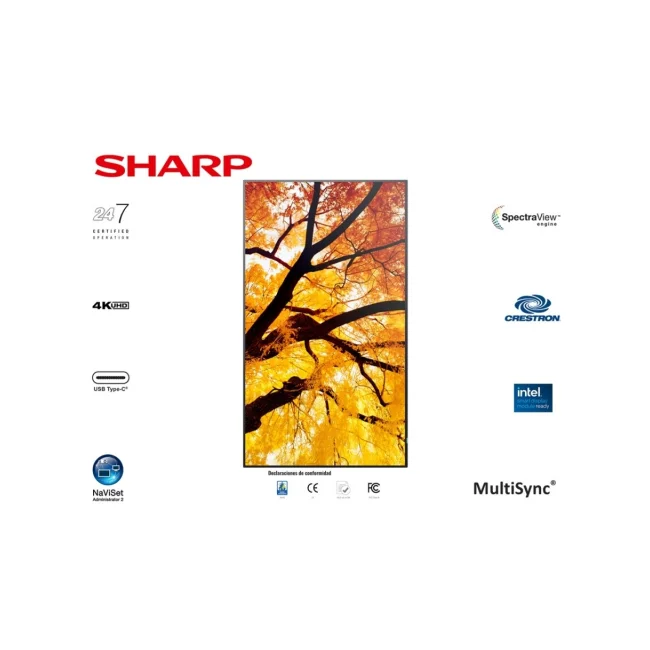 MONITOR PROFESIONAL SHARP DE 55 M552 UHD 3840 X 2160 24/7, 550 CD/M2, 80001, HDMI, DISPLAYPORT HDCP, USB, RJ-45, INTEL SDM Y RPI4 image 5