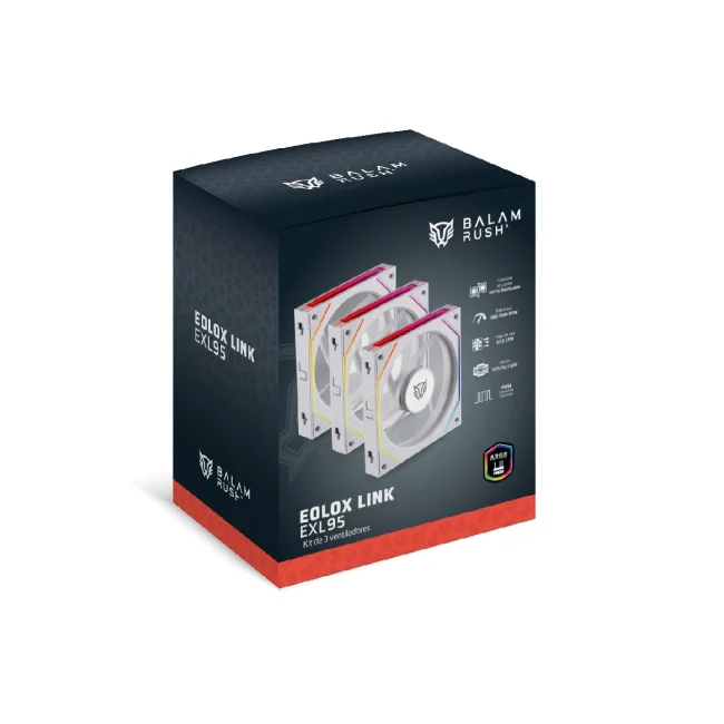 KIT 3 VENTILADORES BALAM RUSH EXL95/120mm/ PWM 4 pin/RGB/BLC (BR-942096) image 7