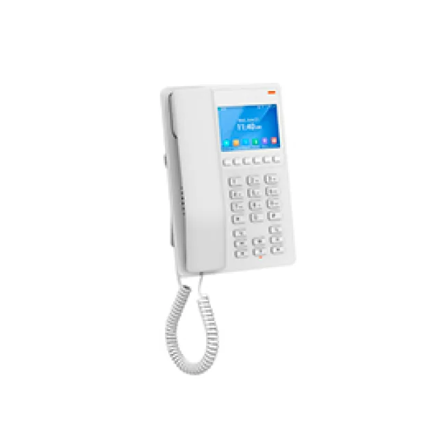 GHP630W, Teléfono Hotelero IP Blanco, WiFi-6, LCD Color 3.5", 2 SIP 2 líneas, GDMS, soporta PoE