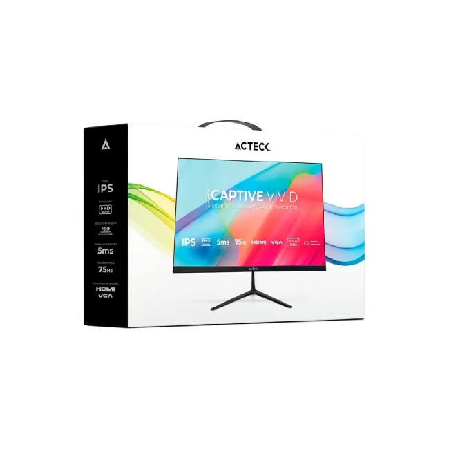 Monitor ACTECK Plano 24.5" IPS Captive Vivid SP245 / FHD / 75Hz / 5ms / 2xAltavoces 3W / Low-blue light / Flicker-free / 1xVGA + 1xHDMI 1.4 + 1x Audio / VESA 75mm / Advanced Negro image 7