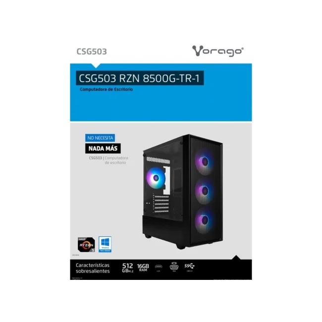 COMPUTADORA GAMER DE ENTRADA / VORAGO / CSG503 / PROCESADOR: RYZEN 5 8500G / RAM: 16GB / ALMACENAMIENTO: 512GB M.2 / GRAFICOS INTEGRADOS: AMD RADEON 740M / WIN TRIAL (1 MES  DE PRUEBA) image 2