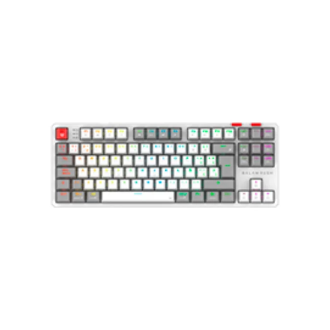 TECLADO GAMER BALAM RUSH BR 940375 LEVEL PRO GK990 LED RGB TKL OUTEMU RED INALAMBRICO BLANCO