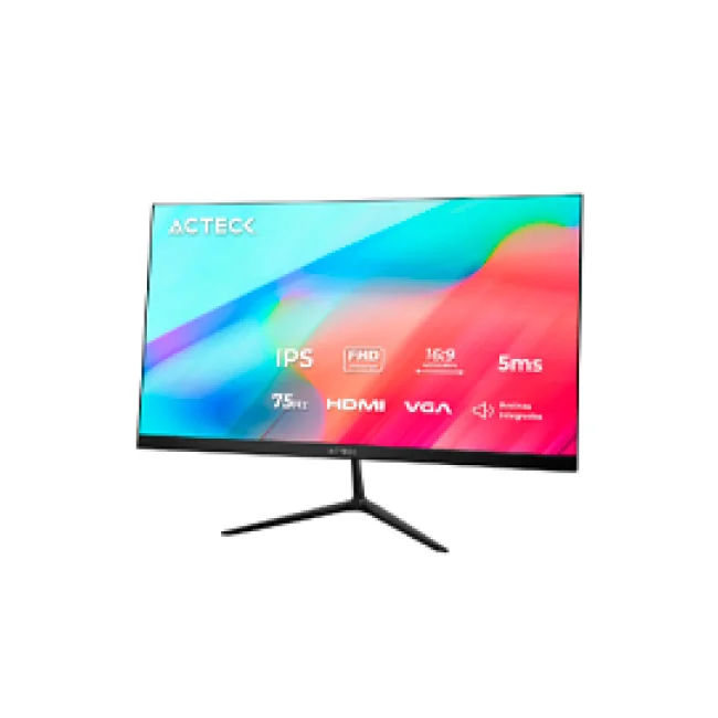 Monitor ACTECK Plano 24.5" IPS Captive Vivid SP245 / FHD / 75Hz / 5ms / 2xAltavoces 3W / Low-blue light / Flicker-free / 1xVGA + 1xHDMI 1.4 + 1x Audio / VESA 75mm / Advanced Negro