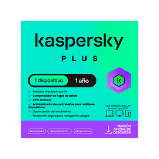 ESD KASPERSKY PLUS 1 DISP 1 CUENTA KPM 1 AÑO