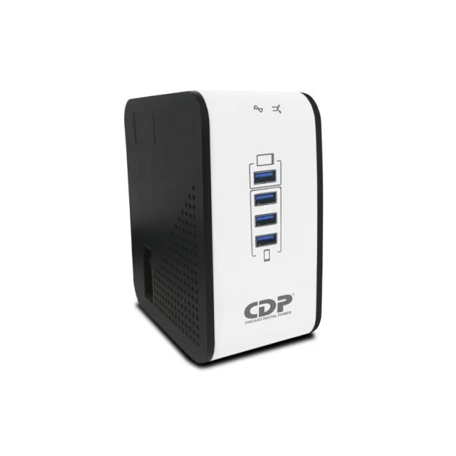 CDP R2CU-AVR1008 - Regulador de Voltaje de Escritorio / NEMA 5-15 / 1000VA / 500W / 8 tomas de salida / 1 Toma para carga de tablet / 3 Tomas para carga de smartphone image 3