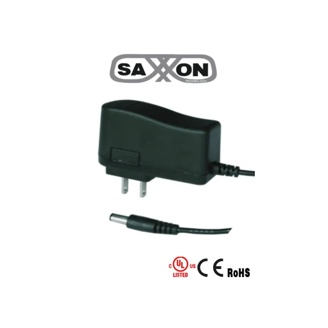 SAXXON PSU1201E - Fuente de Poder Regulada de 12 Vcc 1 Amper/ Conector Macho/ Especial para Camaras de CCTV/ Usos Multiples