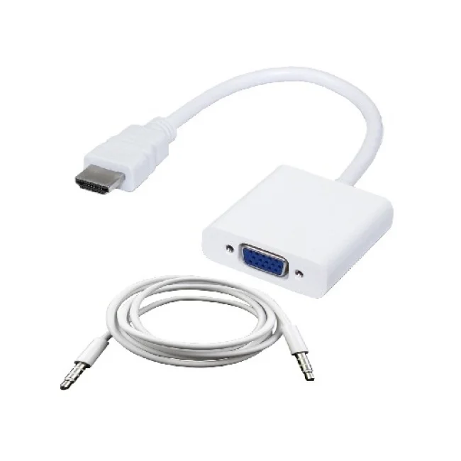 BRobotix 110964B cambiadores de género de cables HDMI + VGA Audio Blanco