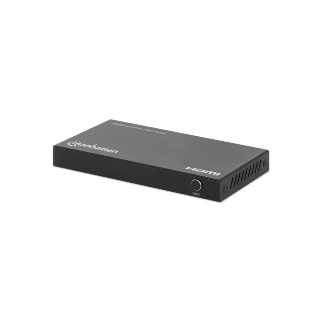 Manhattan Alterna entre tres entradas HDMI en una salida HDMI (3x1), 4K60Hz, 18G, conmutación automática y manual, mando a distancia por infrarrojos, negro