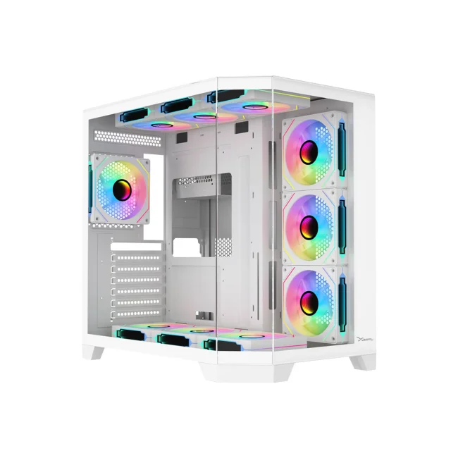 Gabinete Gamer X-Tron Mid Tower Xzeal ATX Panel Der. Vidrio + Metal 2xUSB1.0 + 1xUSD3.0 + 3.5 mm + 4 ARGB Fans Blanco