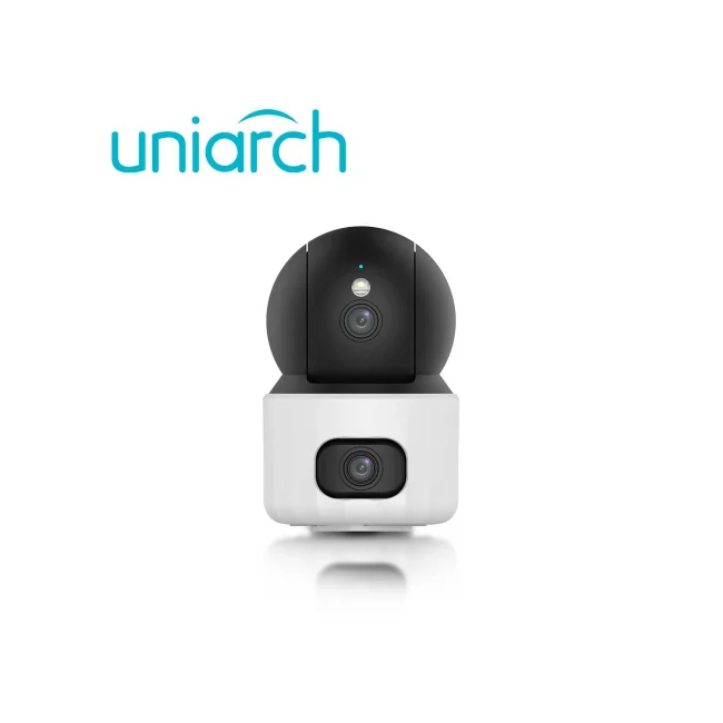 Uho-S3S-M33D, Cámara IP Mini PT WiFi, Doble lente 3MP+3MP, Lentes 4mm, IR 10m, Micro SD, Mic y bocina, H.265, USB-C, para interiores, serie Panda