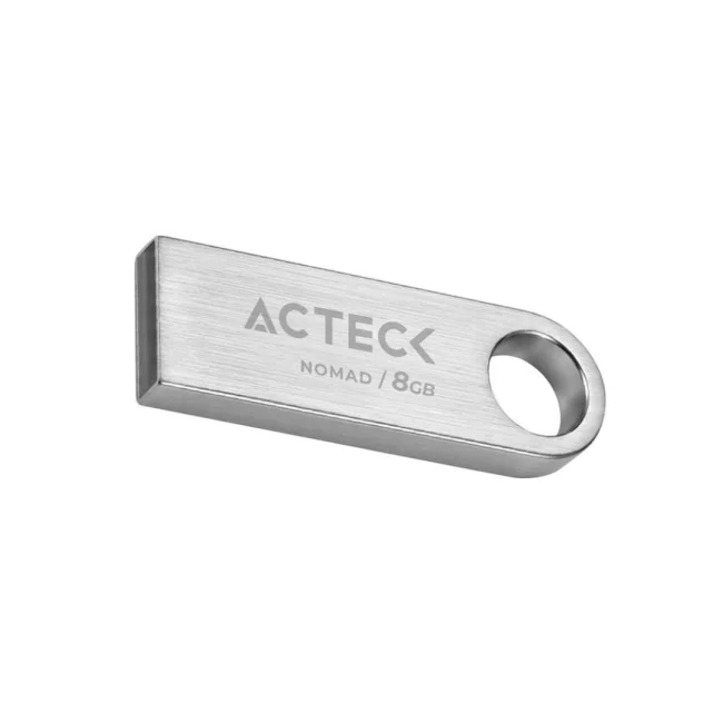 Memoria USB ACTECK 8 GB 2.0 Nomad Metal MUF-8000, Lectura 25 MB/s Escritura 5 MB/s, Metalica Plata