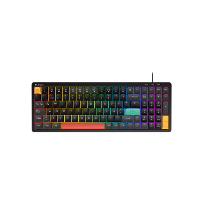 Teclado Alambrico TECHNO CORE TA780 ACTECK  Teclas de Bajo Perfil, Iluminacion RGB, Usb C a USB A