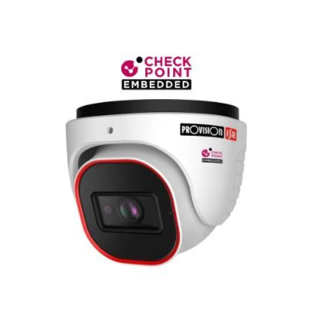 Camara domo IP 4 MP, Lente 2.8mm (96°), de dia detecta hasta 60 mts/Reconoce:12 mts/Idetifica: 6 mts, IR hasta 20 mts, RF, microfono, CheckPoint,IP67