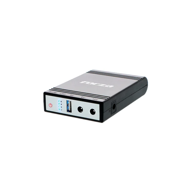 Mini UPS FORZA 24W (DC-140USB), Batería de Litio 4000mAh, Salidas 5V/9V/12VCC y USB, Protección Sobrecargas, Color Negro