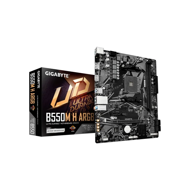 TARJETA MADRE GIGABYTE MICRO ATX, B550M H ARGB, DDR4, AM4, 64 GB, PARA AMD