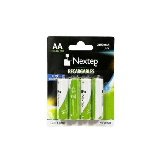 Pila Nextep NE-280CR Recargable Doble A (AA) de 1,2 voltios 2100 mAh 4 piezas presentación Blister HR6 NiMH 1.2V