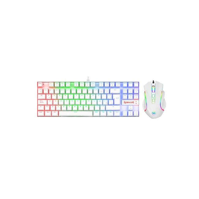 KIT GAMER DE TECLADO Y MOUSE REDRAGON KUMARA K552  GRIFFIN M607 AL AMBRICO USB BLANCO