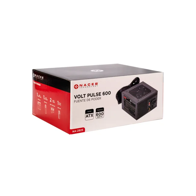 Fuente de poder Naceb Technology NA-2925, 600 W, Negro, 12 cm, ATX