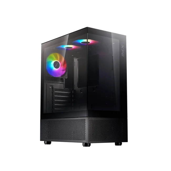 Gabinete GAMER XPG INVADER X MINI. Media torre. Paneles de VIDRIO TEMPLADO de 4mm. Ventiladores incluidos; 5 x 120mm ARGB. NEGRO. INVADERXMINIMT-BKCWW