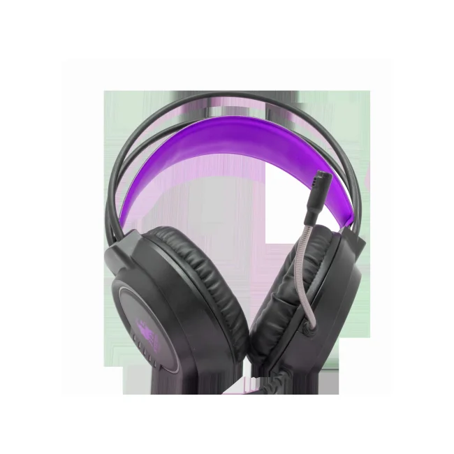DIADEMA NECNON NBHG KIMERA RGB 3.5MM USB MICROFONO ALAMBRICO 2.10 METROS 3.5MM FLEXIBLE NEGRO MORADO NCAGKI13FL