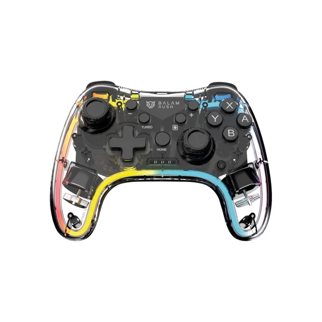 Gamepad BALAM RUSH Inalámbrico Kontrol Glow SW G600 / Bluetooth 5.0 / Compatible con Nintendo Switch + Lite + Oled + Android + IOS + Pc + Vibración Dual + Axis Gyro + Funciones Turbo + RGB / Recargable / Azender Neón - Transparente image 2