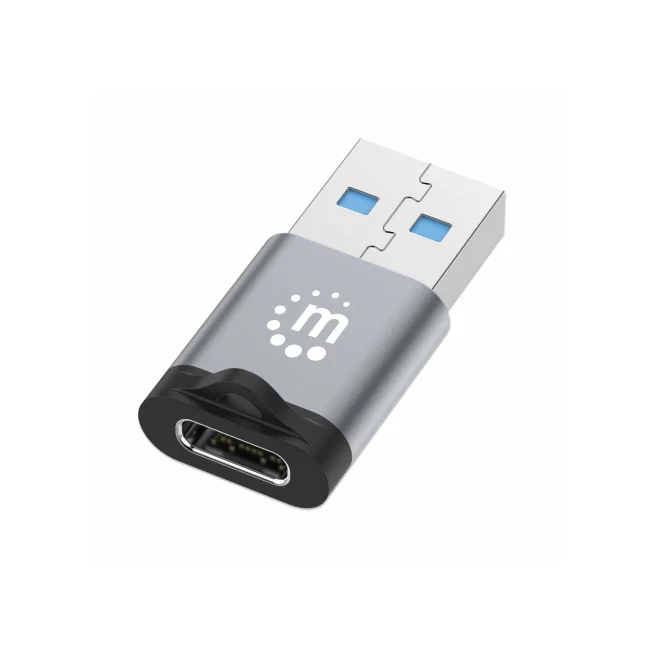 Manhattan 356305 cambiadores de género de cables USB-A USB-C Negro, Gris