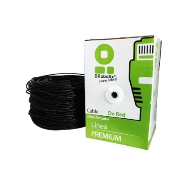 BOBINA CAT5e PARA EXTERIORES CCA UTP NEGRO, 305 metros