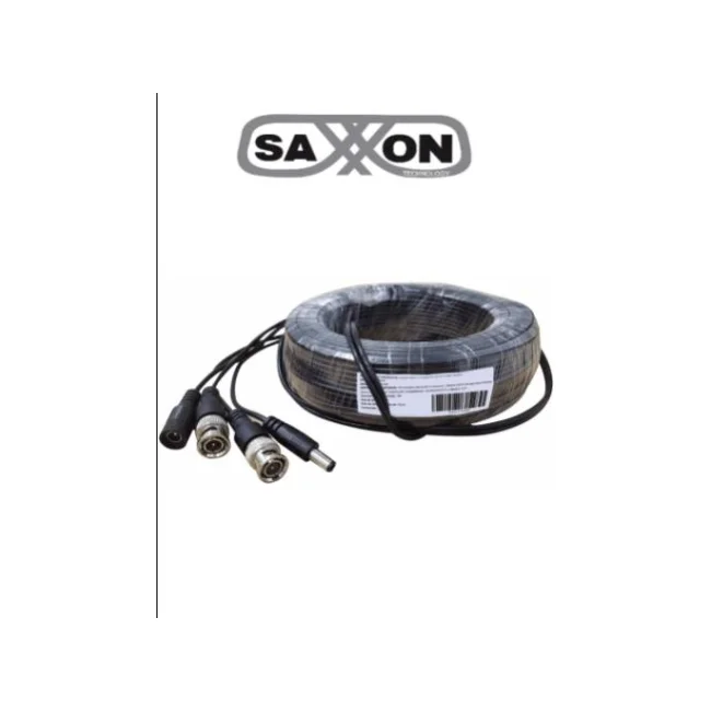 SAXXON WB0120C - Cable de 20 Metros Armado para Video y Energia/ Para Camaras Hasta 8 Megapixeles/ con Conectores BNC y de Energía/ Uso Interior/ Cable de Video 100% Cobre/ 7.3W/ Soporta: AHD/CVI/TVI/CVBS/