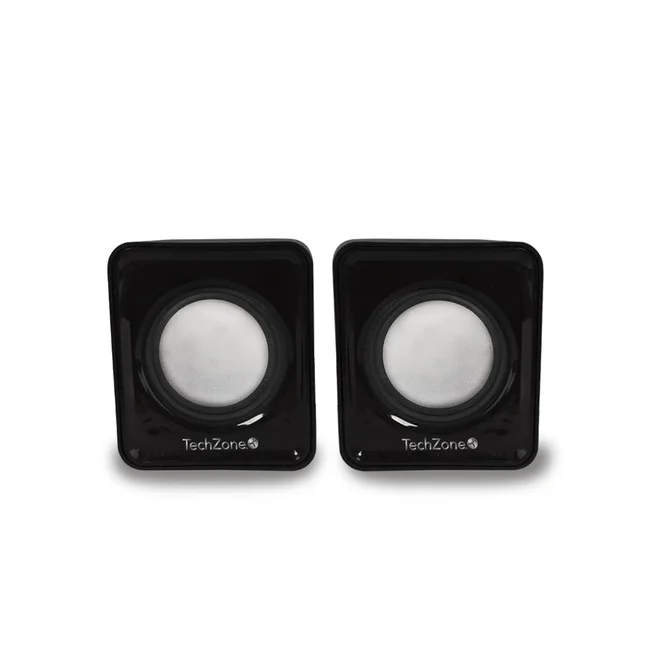 Sistema de bocinas TechZone 2.0 con conexión 3.5mm, ideal para laptop o pc.1 año de garantía.