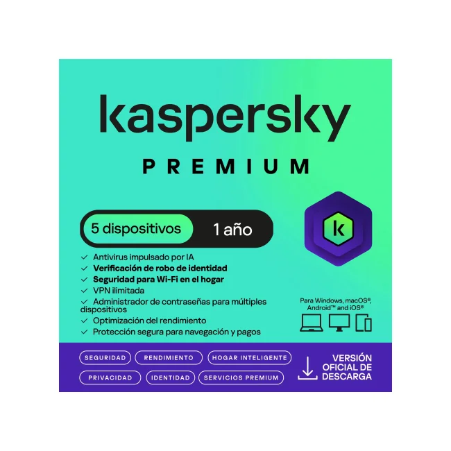 Kaspersky Premium 5 Dispositivos 1 Año Descarga Electrónica
