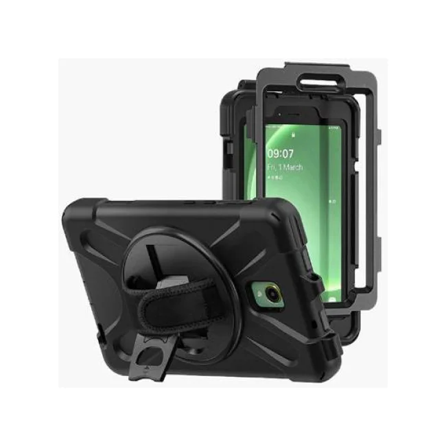 BRobotix Funda de uso Rudo con Correa y Giro 360º para Samsung Galaxy Active5 8" X306/X300 Negro