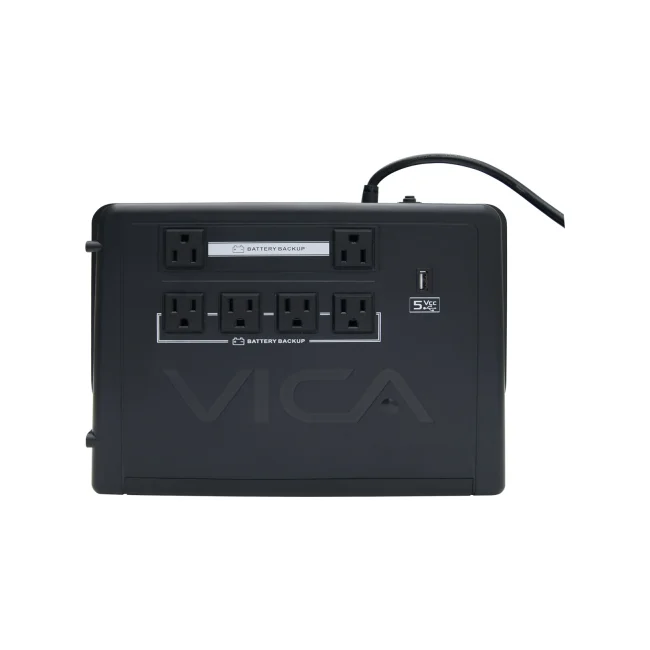 No Break interactivo REV 900, 900VA/500W, 6 NEMA 5-15R proetgidos, entrada 127VCA 60Hz, salida 110/120VCA, pantalla LCD, 1 puerto USB para recarga