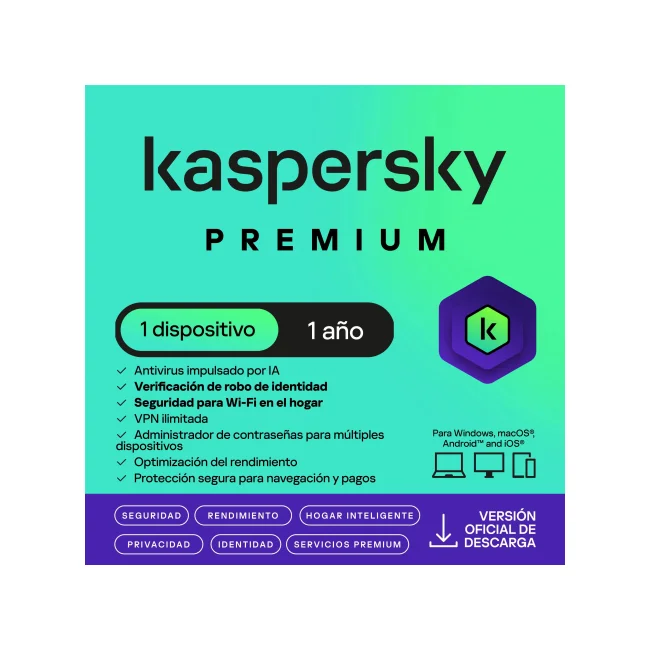 Kaspersky Premium 1 Dispositivo 1 Año Descarga Electrónica