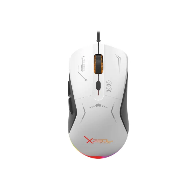 Mouse Gamer Xzeal XST-401 RGB 7,200 Dpi 6 Botones Conexion USB 1.5m Blanco-Negro