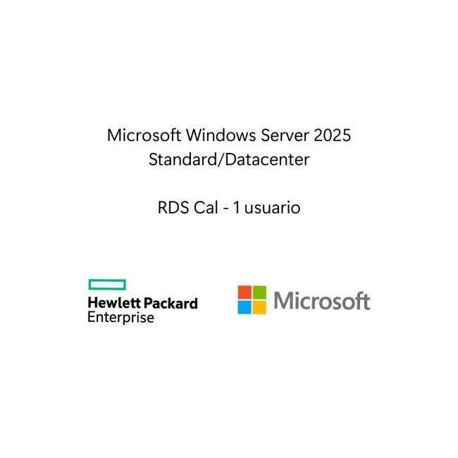 Sistema Operativo Hewlett Packard Enterprise LTU de Microsoft Windows Server 2025 con servicio de escritorio remoto 1 usuario CAL