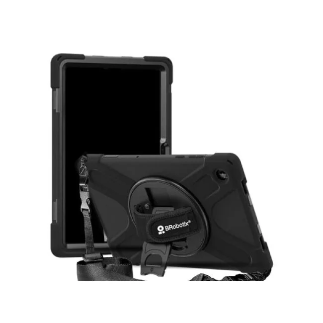 BRobotix Funda de uso Rudo con Correa y Giro 360° para Samsung Galaxy A11+ X230 Negro