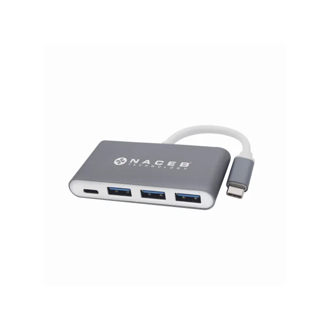 Naceb Technology NA-0112 nodo concentrador USB 3.2 Gen 1 (3.1 Gen 1) Type-C Plata, Blanco