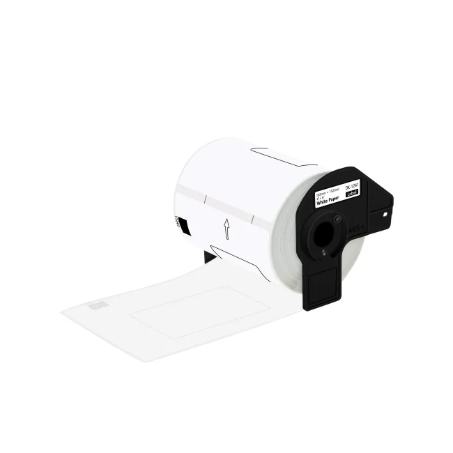 Etiqueta blanca de papel Brother DK1241, 180 etiquetas de 101 mm de ancho x 152 mm de largo. Impresión en negro. QL1110NWB.